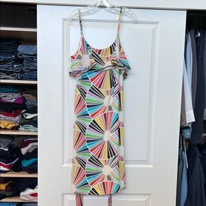 Trina Turk Multicolor Abstract Dress worn 1-2 x sz 12 100% silk